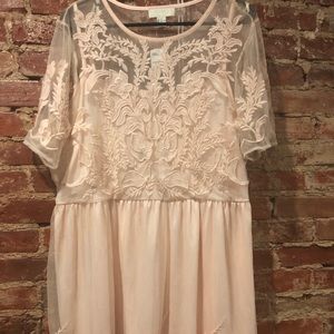 Pink Lace Dress with A-Line Silhouette